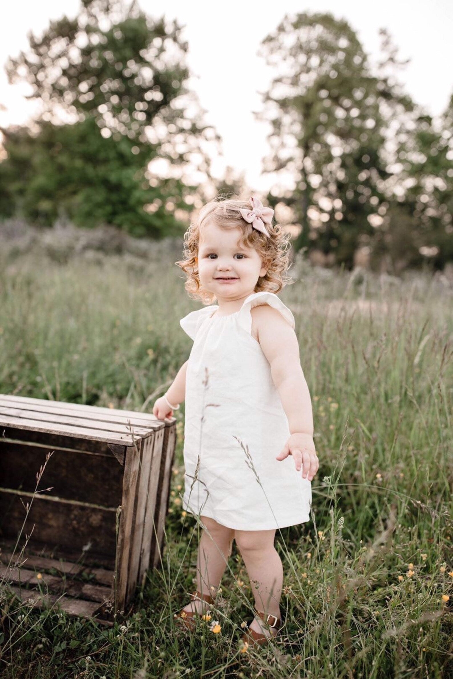 baby linen dress in white