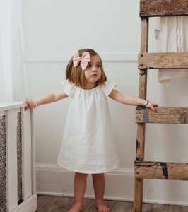little girls ivory linen dress